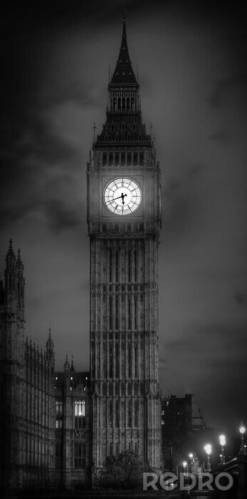 Fototapete Schwarz-weißer Blick auf Big Ben