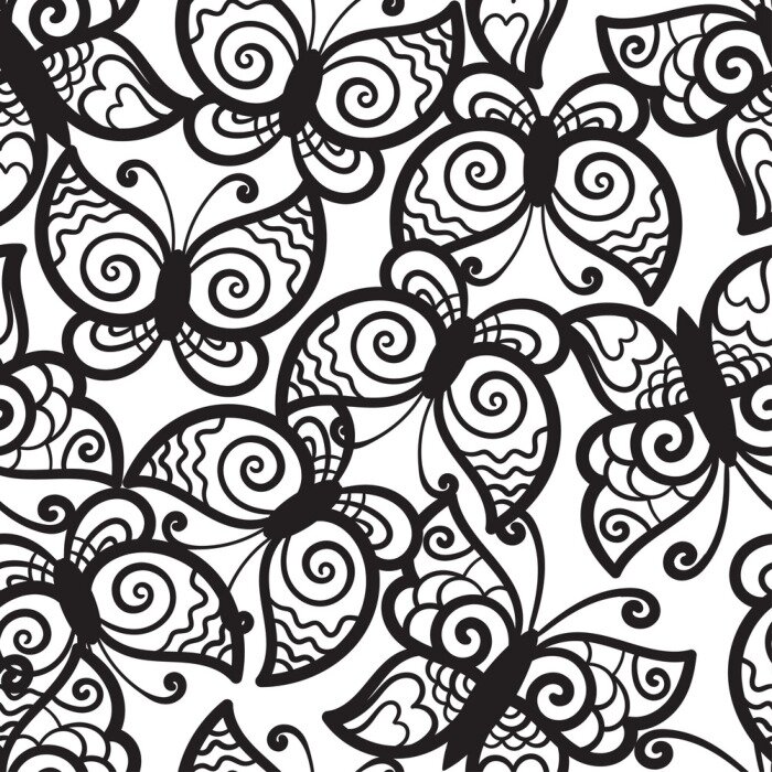 Fototapete Schwarz-weißer Schmetterling Detail