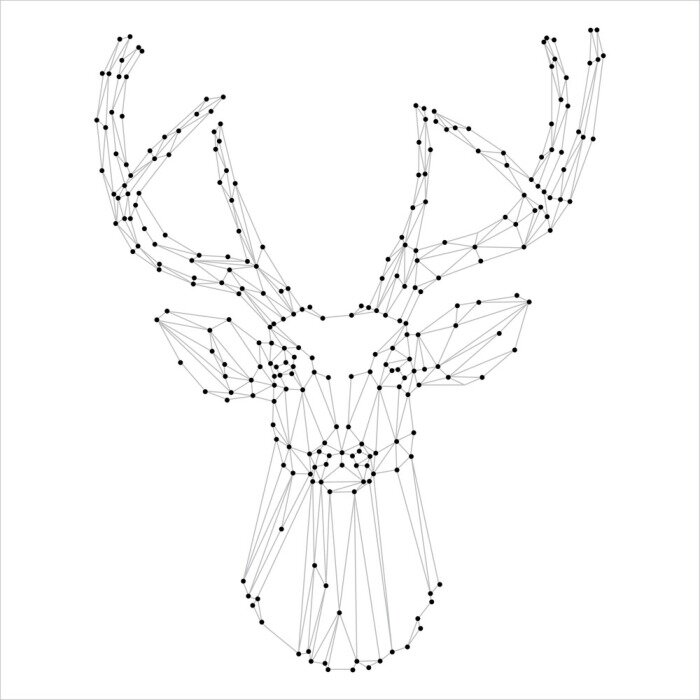 Fototapete Schwarz-weißer skandinavischer Hirsch