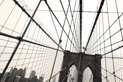 Fototapete Schwarz-weißer Teil von Brooklyn Bridge