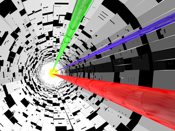 Fototapete Schwarz-weißer Tunnel mit Farbe