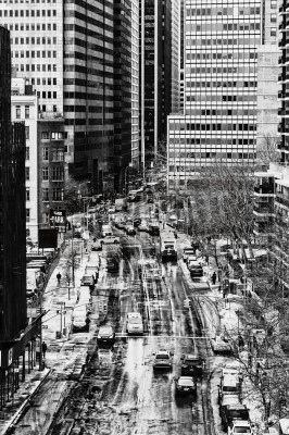 Fototapete Schwarz-weißes Foto von Fahrzeugen