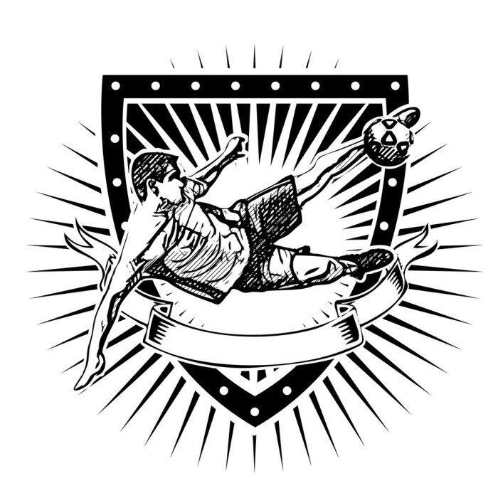 Fototapete Schwarz-weißes Fußball-Wappen