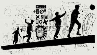 Fototapete Schwarz-weißes Graffiti