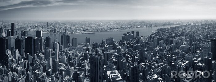 Fototapete Schwarz-weißes Panorama mit New York City