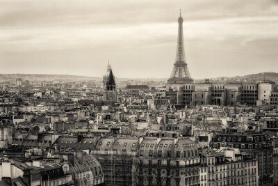 Schwarz-weißes Panorama mit Paris