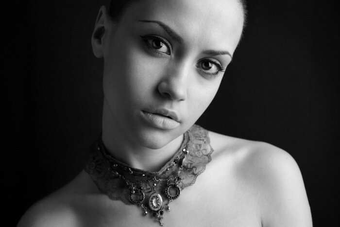 Fototapete Schwarz-weißes Porträt einer Frau