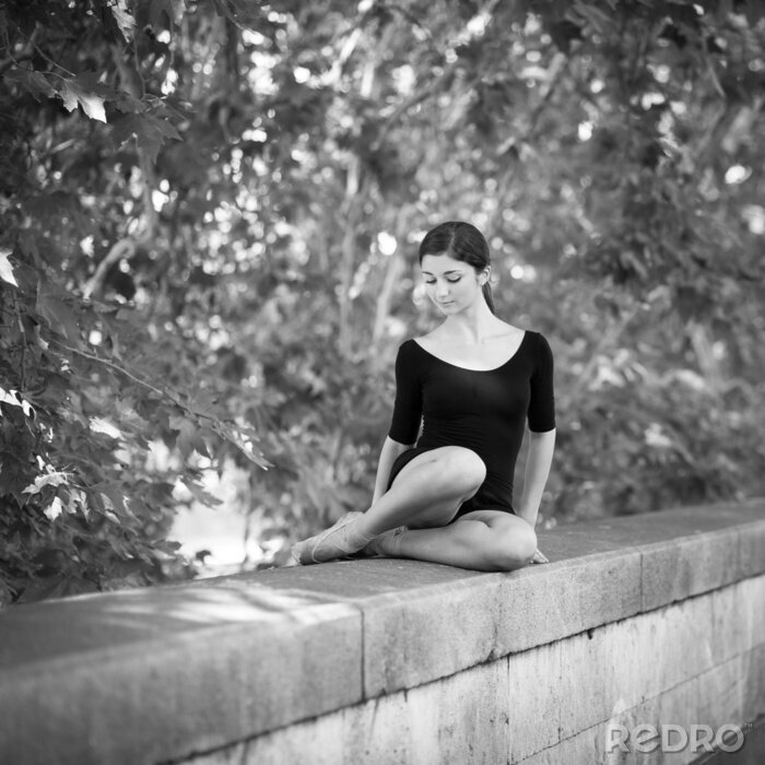 Fototapete Schwarz-weißes Porträt von der Ballerina