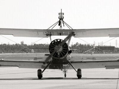 Fototapete Schwarz-weißes Retro Flugzeug