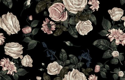 Fototapete Schwarze florale Textur