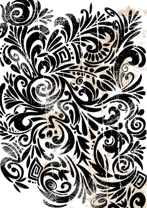 Fototapete Schwarze Folklore-Ornamente