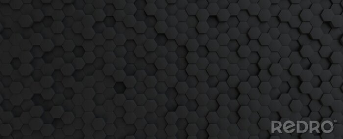 Fototapete Schwarze Hexagone 3D