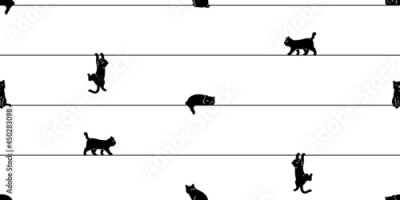 Fototapete Schwarze Katzen auf einer Linie