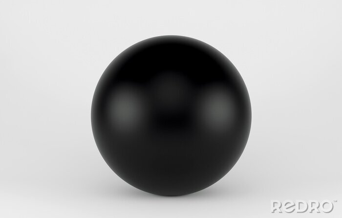 Fototapete Schwarze Kugel auf weißem Hintergrund