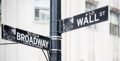 Fototapete Schwarze Schilder mit Straßennamen in NY