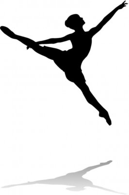Schwarze Silhouette der Balletttänzerin im Sprung