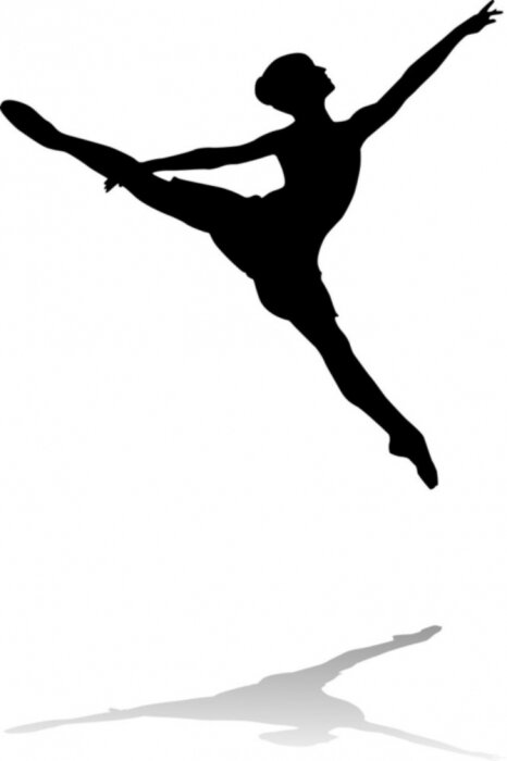 Fototapete Schwarze Silhouette der Balletttänzerin im Sprung