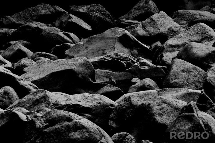 Fototapete Schwarze Steine in verschiedenen Formen