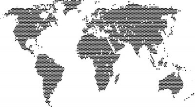 Fototapete Schwarze Tupfen auf Weltkarte