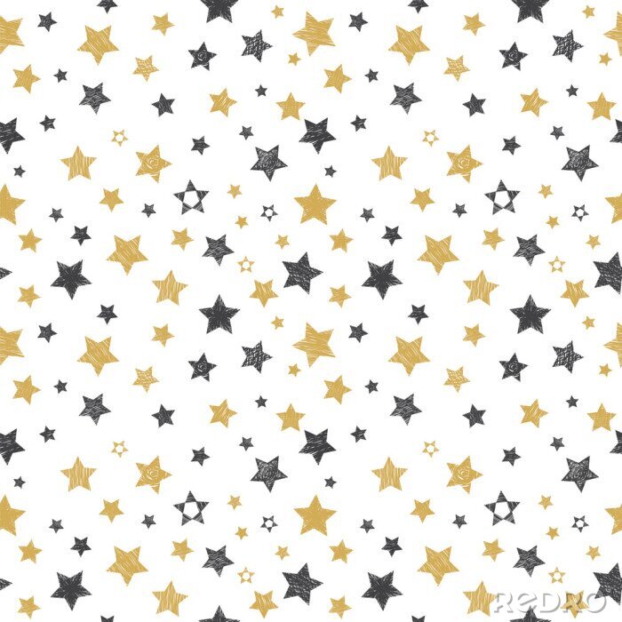 Fototapete Schwarze und gelbe Sterne auf weißem Hintergrund