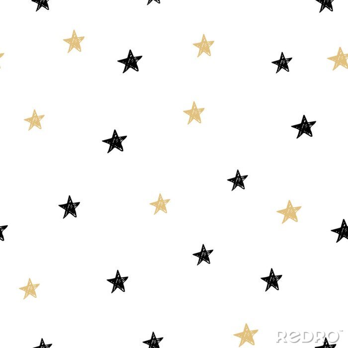 Fototapete Schwarze und gelbe Sterne mit Filzstift gemalt