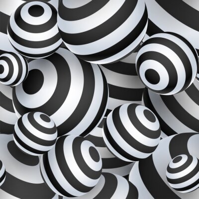 Fototapete Schwarze und weiße Kugeln