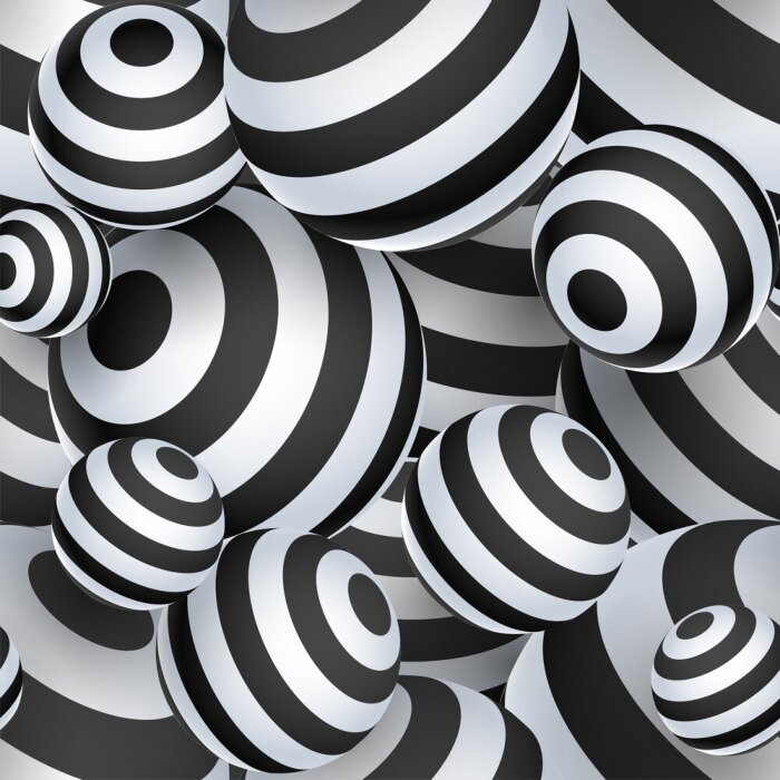 Fototapete Schwarze und weiße Kugeln