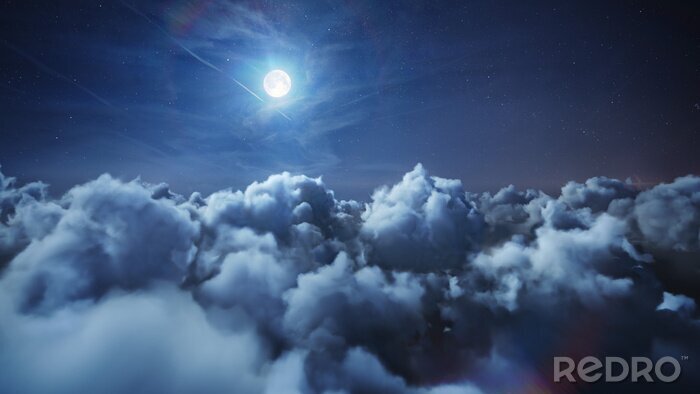 Fototapete Schwarze Wolken mit Mond im Hintergrund