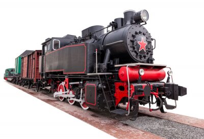 Fototapete Schwarzer alter Zug Lokomotive