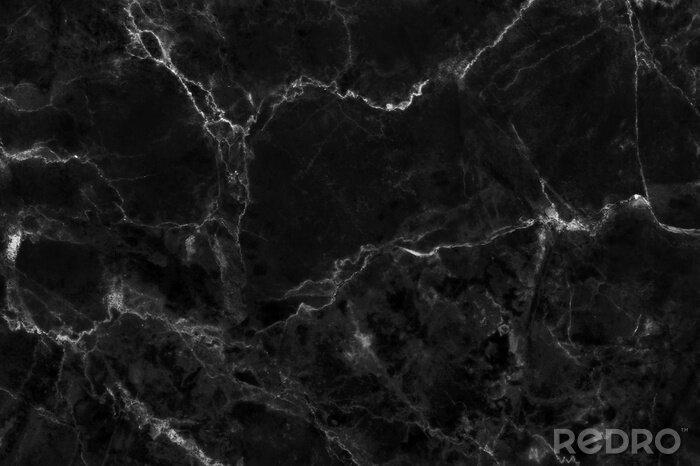 Fototapete Schwarzer Marmor mit weißen Verzierungen