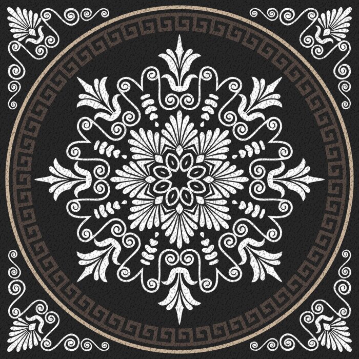 Fototapete Schwarzer und weißer runder Mäander