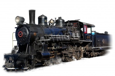 Fototapete Schwarzer Zug auf weißem Hintergrund