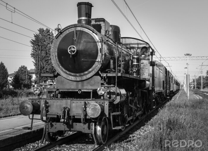 Fototapete Schwarzer Zug Lokomotive