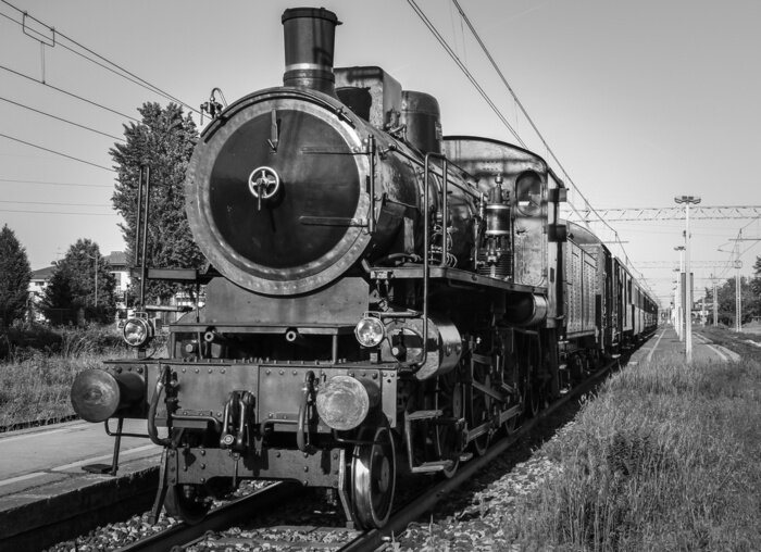 Fototapete Schwarzer Zug Lokomotive