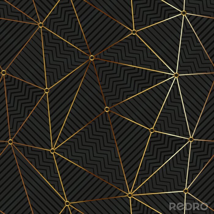 Fototapete Schwarzes geometrisches Motiv mit Goldimitation