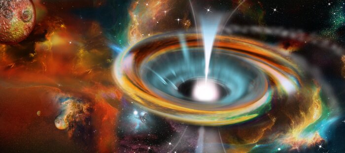 Fototapete Schwarzes Loch mit Galaxie