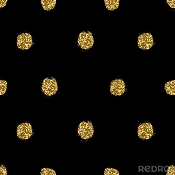 Fototapete Schwarzes Motiv mit Punkten in Farbe der Goldimitation