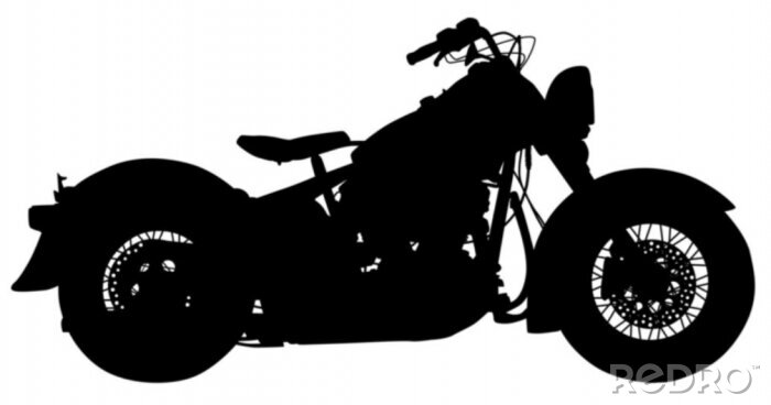 Fototapete Schwarzes Motorrad auf weißem Hintergrund