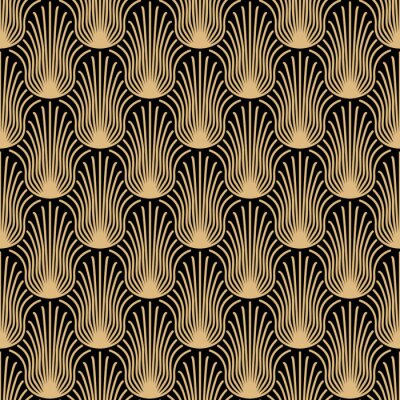 Schwarzes Pflanzenmotiv im Art-déco-Stil