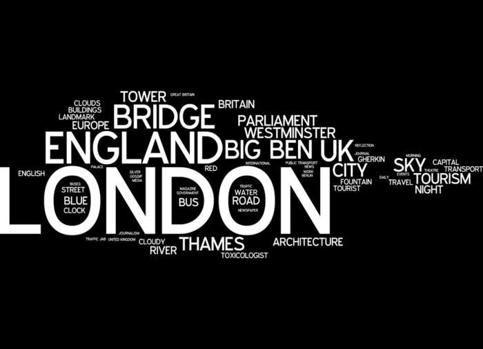 Fototapete Schwarzweiße Inschriften mit London