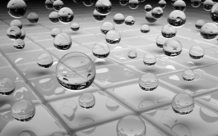 Fototapete Schwebende Glaskugeln