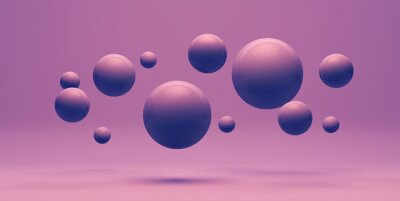 Fototapete Schwebende Kugeln auf violettem Hintergrund