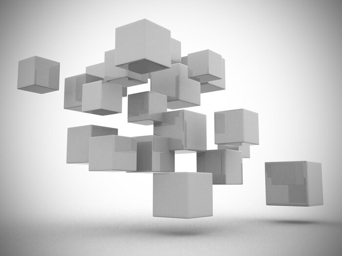 Fototapete Schwebende weiße Würfel