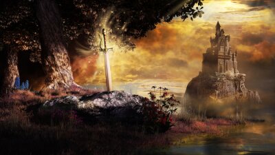 Schwert im Stein in der Fantasy-Welt