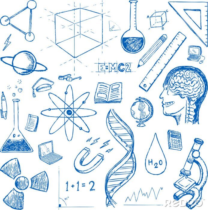 Fototapete Sciences doodles icons vector set