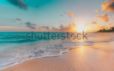 Fototapete Sea beach blue sky sand sun daylight relaxation landscape viewpoint for design postcard and calendar in thailand