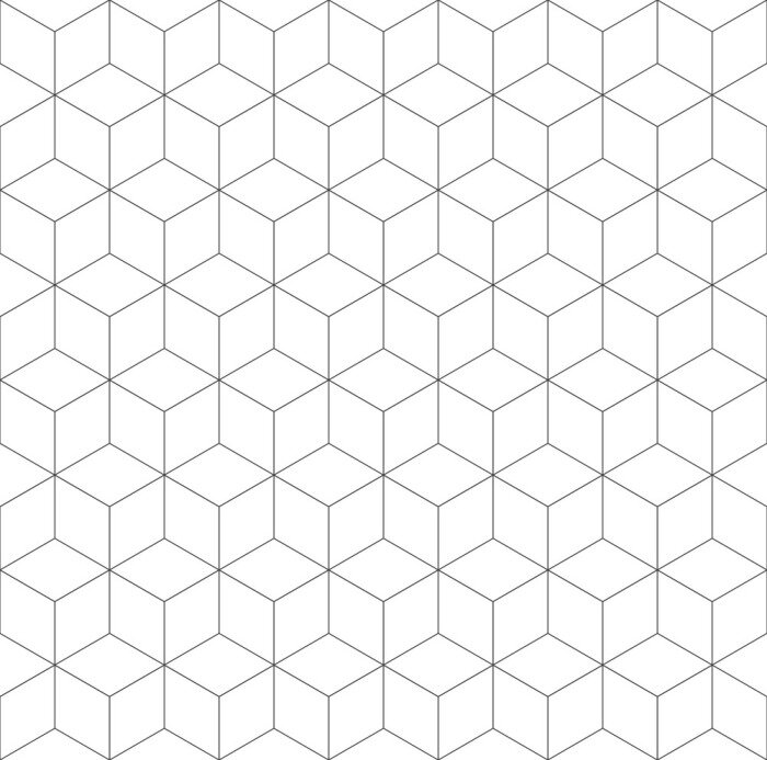 Fototapete Seamless geometric pattern. Cubic hexagon texture. Rhomb mesh background.