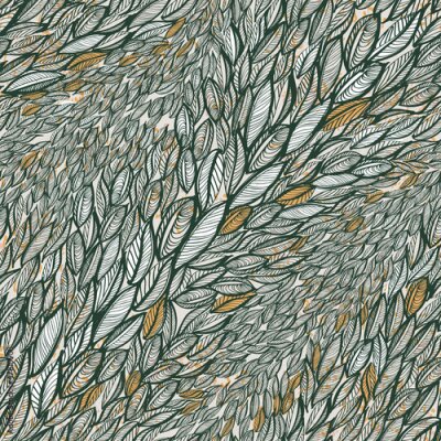 Fototapete Seamless Hand gezeichnet Grunge floral background mit fliegenden Blättern