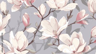 Fototapete seamless pattern with pink flowers