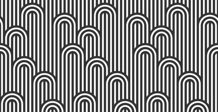 Fototapete Seamless pattern with twisted lines, vector linear tiling background, stripy weaving, optical maze, twisted stripes. Black and white design.